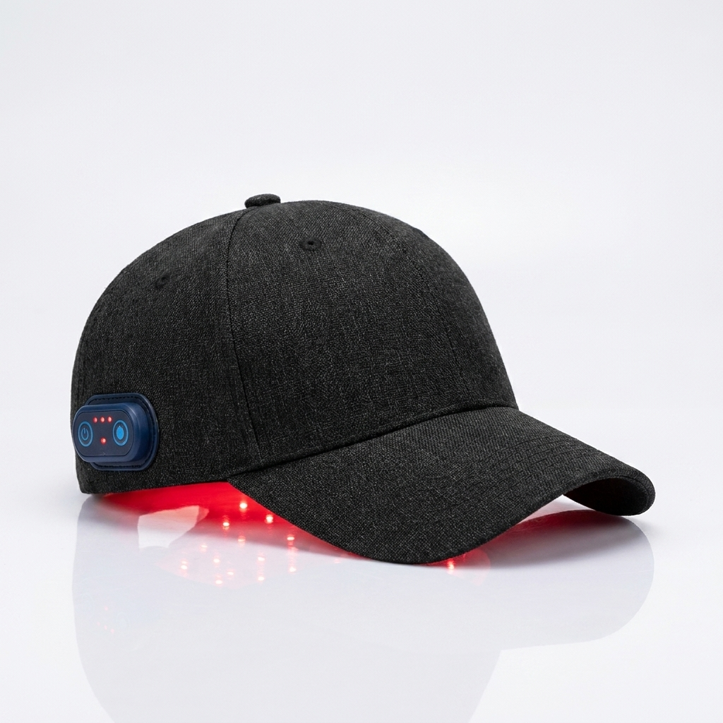 Red light therapy hair growth cap — studio hero (matched to product)